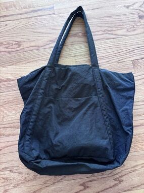 BAGGU Black Canvas Tote with Front Pocket